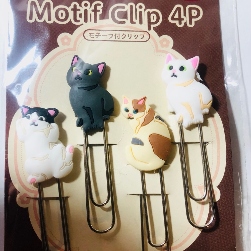 Cat motif large paper clip set/Kawaii goods/Office supply/School supply/Cute!
